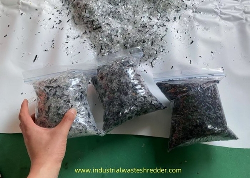 Latest company news about Leather Grinder PVB Films Crusher Sample, Taiwan Client Send Us Materials To Make Shredding Test, 10mm Sieve
