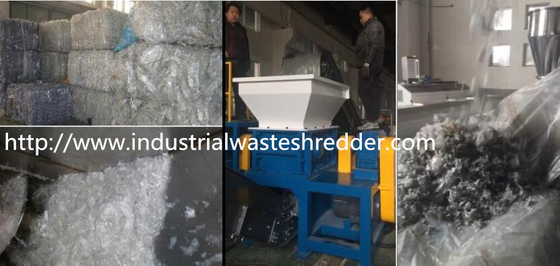 Scrap PE / PP Film Double Shaft Shredder High Torque For Agricultural